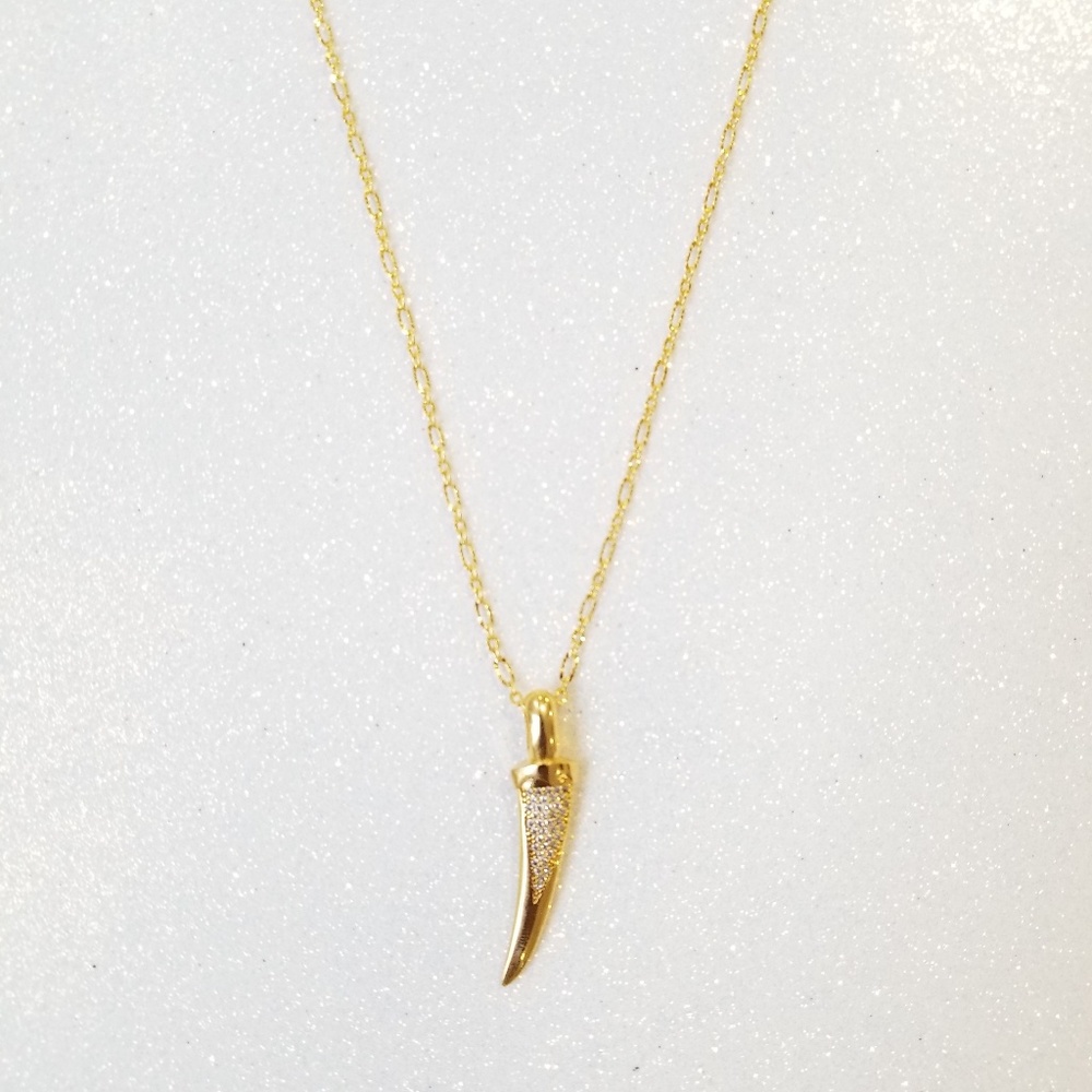 COPY - Pave gold plated tusk necklace
